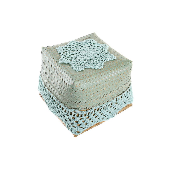 Set de boîtes décoratives DKD Home Decor Bleu Turquoise Naturel Gris clair Bambou Boho Set de boîtes décoratives DKD Home Decor Bleu Turquoise Naturel Gris clair Bambou Boho