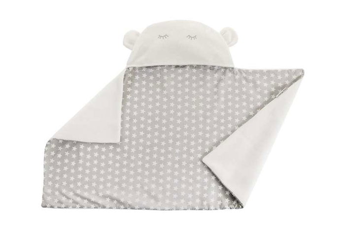 Creaciones Llopis - Manta capucha réversible motif étoile gris 90 x 66 cm - Polyester
