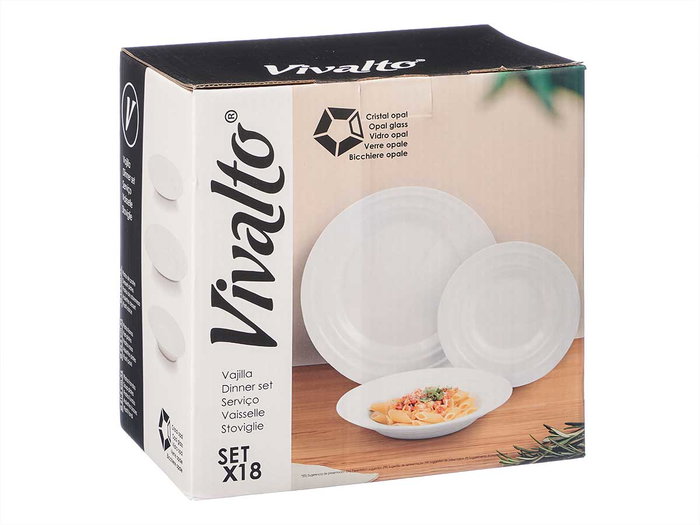 Vivalto Set Vajilla Ondas Opal 18 Pièces Blanc 28x28,5x18 cm (Set de 2)