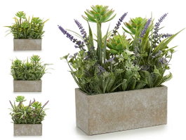 IBERGARDEN Jardin artificiel avec fleurs et macetas rectangulaires, lot de 8