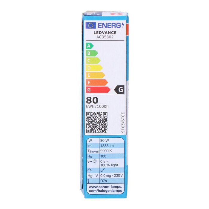 Osram Haloline Eco Halogen Tube 80W 230V R7s, Blanc chaud