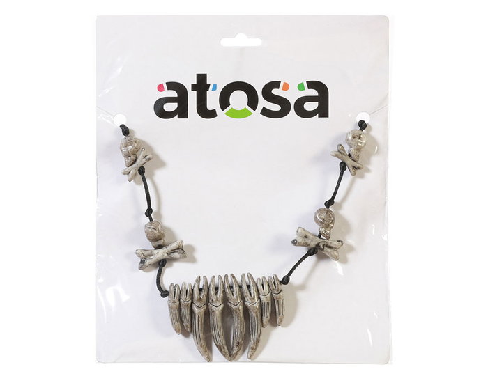 Collier d'Os Blancs avec Design Macabre pour Halloween - Accessoire de Déguisement Squelette, Chaman ou Guerrier Tribal Collier d'Os Blancs avec Design Macabre pour Halloween - Accessoire de Déguisement Squelette, Chaman ou Guerrier Tribal