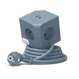 Link2Home Cube multiprise avec double port USB - 4 prises 16A - Bleu