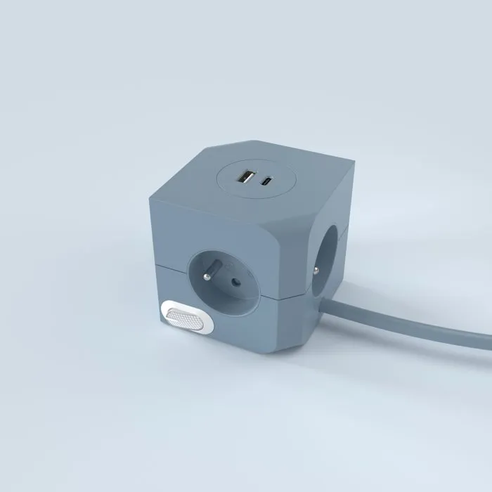 Link2Home Cube multiprise avec double port USB - 4 prises 16A - Bleu