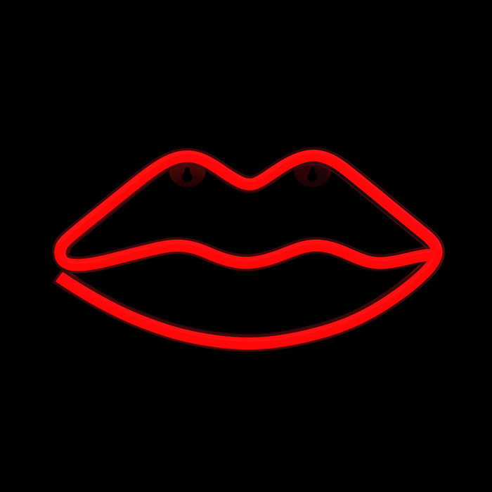 Forever Lampe Néon LED Lips Rouge - Décoration Murale avec Support, Alimentation USB ou Piles, 28x5 cm