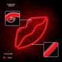 Forever Lampe Néon LED Lips Rouge - Décoration Murale avec Support, Alimentation USB ou Piles, 28x5 cm