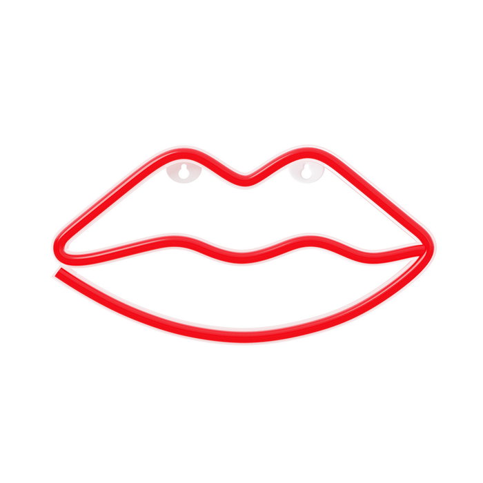 Forever Lampe Néon LED Lips Rouge - Décoration Murale avec Support, Alimentation USB ou Piles, 28x5 cm