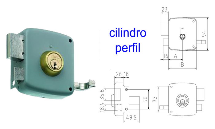 MCM 2525P- Serrure à superposition droite peinte avec cylindre à profil MCM 2525P- Serrure à superposition droite peinte avec cylindre à profil