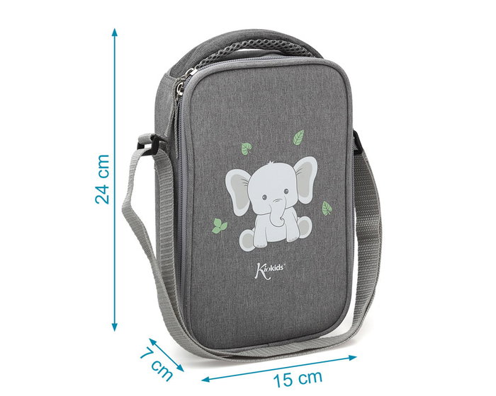 KioKids Sac isotherme pour enfant Merienda Elefante Dolci Amici 2,5 litres, compartiment étanche, poignée confortable, conservateur chaud et froid, gris KioKids Sac isotherme pour enfant Merienda Elefante Dolci Amici 2,5 litres, compartiment étanche, poignée confortable, conservateur chaud et froid, gris
