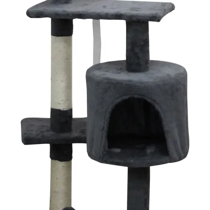 JASPER Arbre à chat gris avec 3 plateformes, niche et poteaux à griffer - 40 x 40 x 114 cm