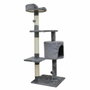 BigBuy Pets JASPER Arbre à chat gris 40 x 40 x 114 cm - 3 plateformes, 1 niche, poteaux à griffer