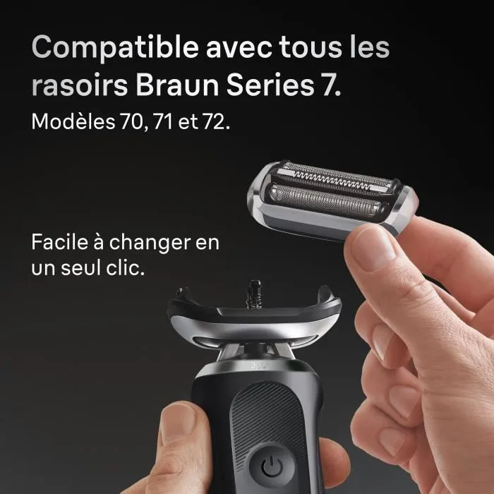 Braun Series 7 Tête de Rasoir avec 3 Lames Flexibles à 360° - Compatible Série 7 70/71/72 - Changement 1 Clic