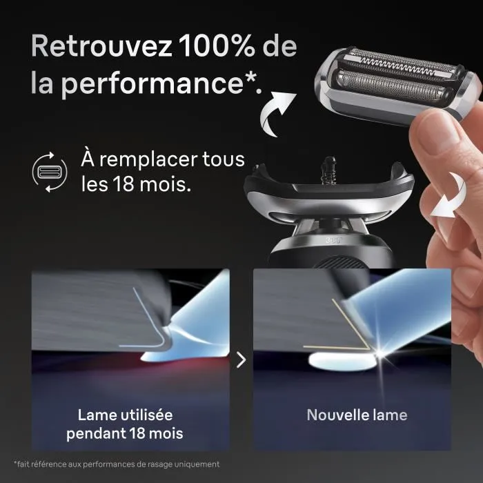 Braun Series 7 Tête de Rasoir avec 3 Lames Flexibles à 360° - Compatible Série 7 70/71/72 - Changement 1 Clic