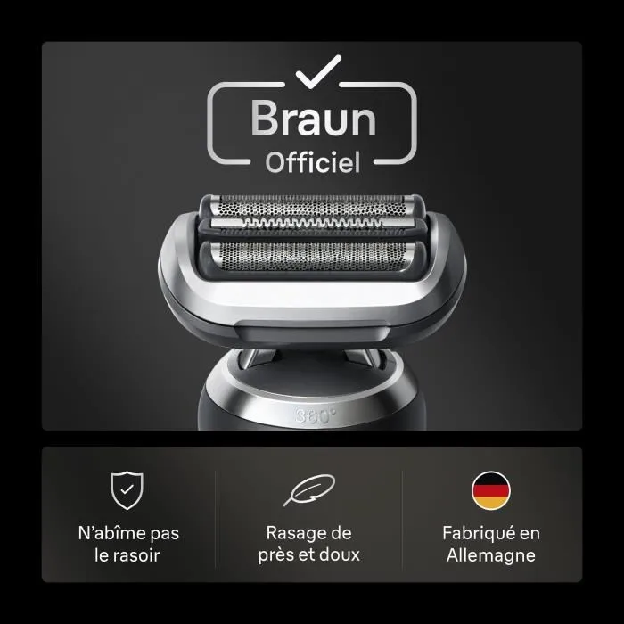 Braun Series 7 Tête de Rasoir avec 3 Lames Flexibles à 360° - Compatible Série 7 70/71/72 - Changement 1 Clic