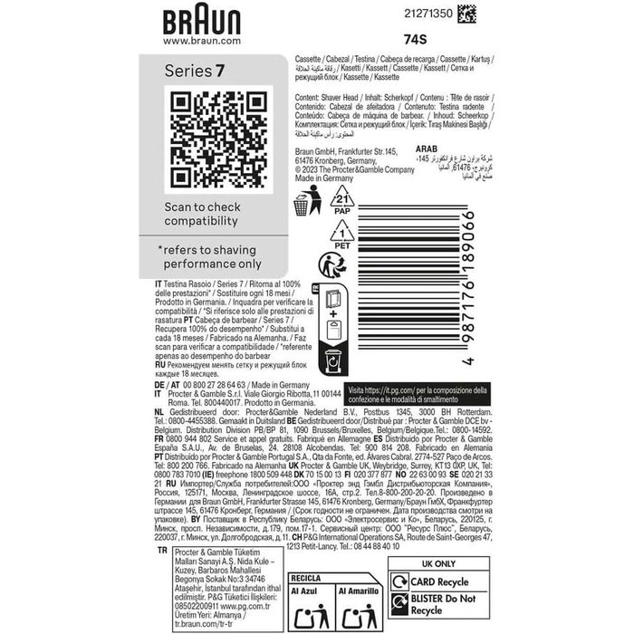 Braun Tête de rasoir Series 7 à 3 lames flexibles