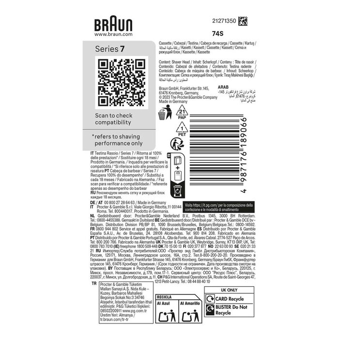 Braun Tête de rasoir Series 7 à 3 lames flexibles