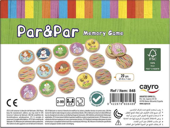 Cayro - Par & Par, jeu éducatif en bois labellisé FSC, à partir de 2 ans, multilingue (français, espagnol, anglais, portugais, italien, allemand)