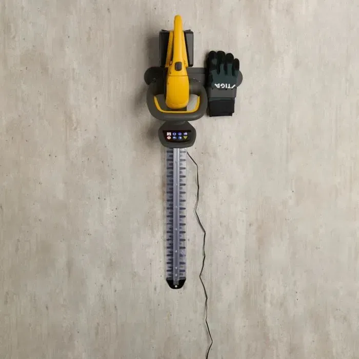 Stiga HT 300e Kit - Taille-haie électrique avec système d'accroche mural, mode coupe verticale et poignée pivotante pour une coupe synchronisée