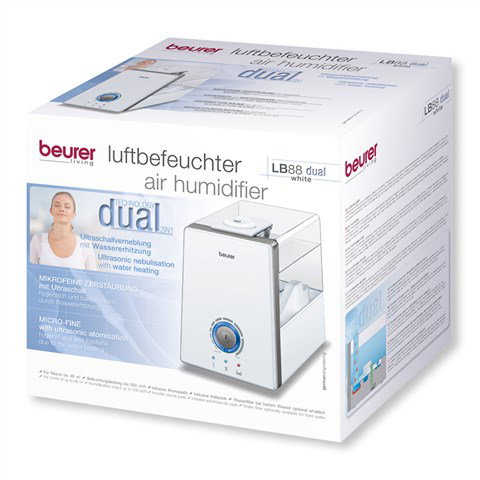 Beurer LB-88 Humidificateur d'air ultrasonique blanc avec chauffage de l'eau - Silencieux, pour pièces jusqu'à 48 m², avec diffuseur d'arômes