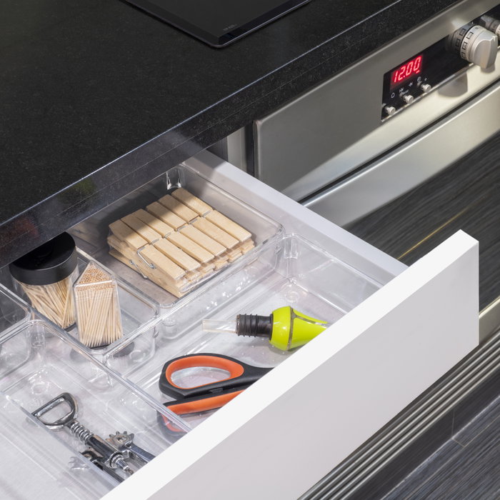 Emuca Kit de 8 seaux organisateurs Cube pour tiroirs, Plastique, Transparent
