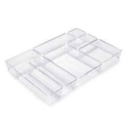 Emuca Kit de 8 seaux organisateurs Cube pour tiroirs, Plastique, Transparent