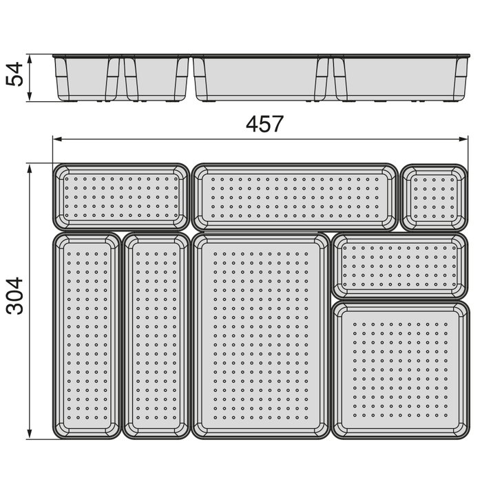 Emuca Kit de 8 seaux organisateurs Cube pour tiroirs, Plastique, Transparent