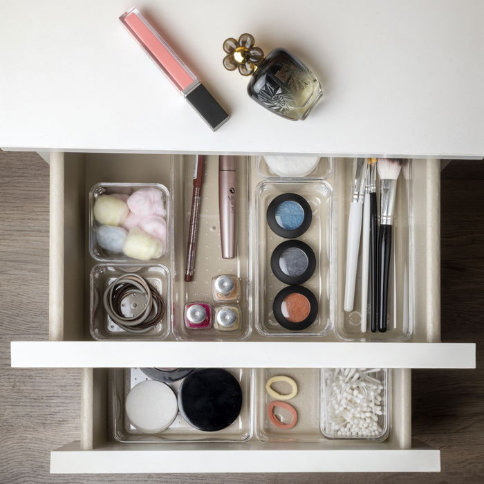 Emuca Kit de 8 seaux organisateurs Cube pour tiroirs, Plastique, Transparent