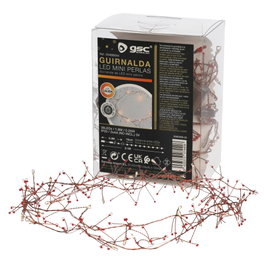 GSC Evolution Guirlande LED de mini perles rouges 1,8 m Lumière chaude