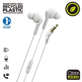 Muvit E57 Écouteurs Filaire 3.5mm Blanc - Son Haute Fidélité, Écologique, Certifié FSC