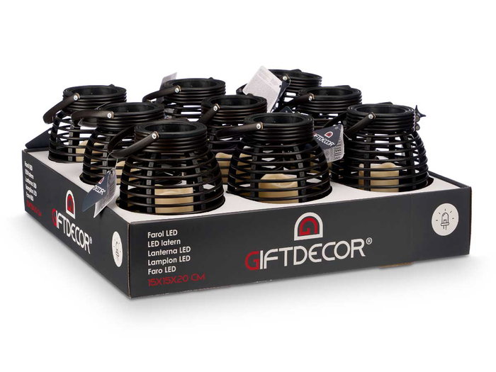 GIFTDECOR Farol Vela LED con Asa 16,5x21 cm Gris oscuro