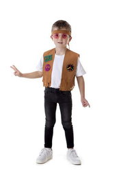 Creaciones Llopis Disguise T-1 Déguisement enfant hippie, gilet peace, marron, 3-5 ans