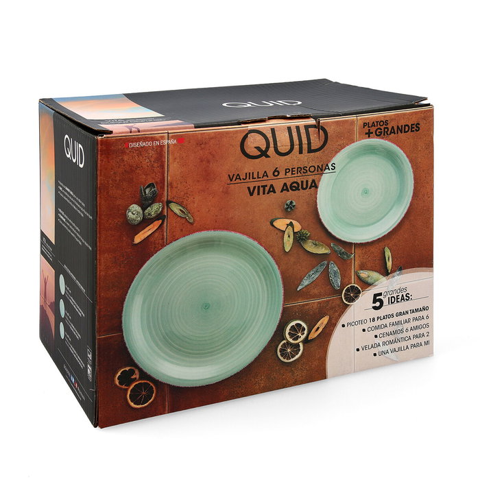 Quid Service de Table Vita Aqua en Céramique Bleu 18 Pièces - 6 Personnes Quid Service de Table Vita Aqua en Céramique Bleu 18 Pièces - 6 Personnes
