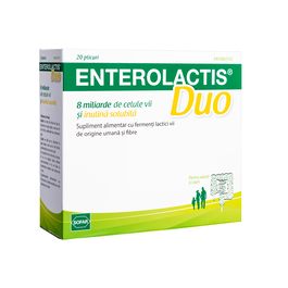 Sofar Enterolactis Duo - Lactobacillus Paracasei, Complexe de Vitamines pour Rééquilibrer la Flore Intestinale, 20 Sachets de 5 g