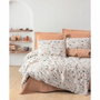 BigBuy Home Parure de couette en coton renforcé Caramel et Blanc, 220 x 240 cm