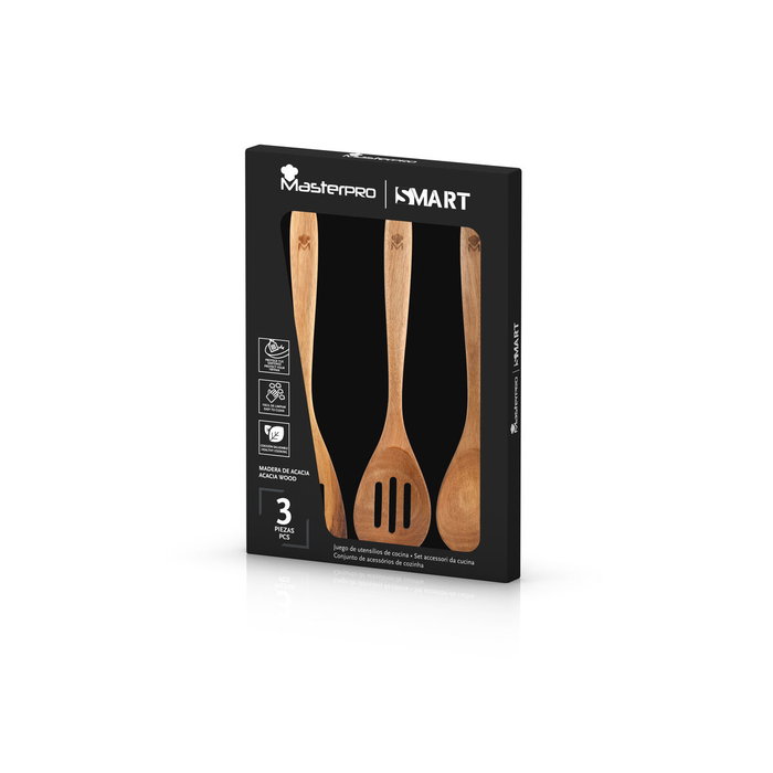 Ensemble d'ustensiles de cuisine Masterpro Bois d'acacia Marron 3 Pièces