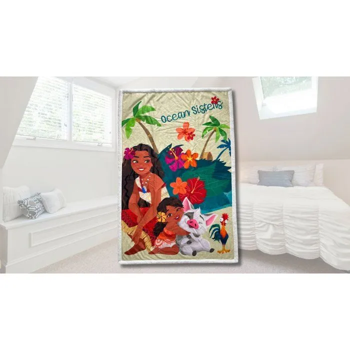 Disney Vaiana Plaid Sherpa - Soeurs de l'océan - 100 x 150 cm