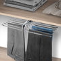 Emuca Porte-pantalons double amovible Self pour armoire., Chromé, Acier et Plastique.