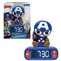 Lexibook - Réveil Veilleuse Digital Captain America 3D Lumineux et Sonore pour Enfant avec 6 Sonneries, Écran LCD Rétroéclairé et Fonction Snooze