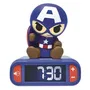 Lexibook - Réveil Veilleuse Digital Captain America 3D Lumineux et Sonore pour Enfant avec 6 Sonneries, Écran LCD Rétroéclairé et Fonction Snooze