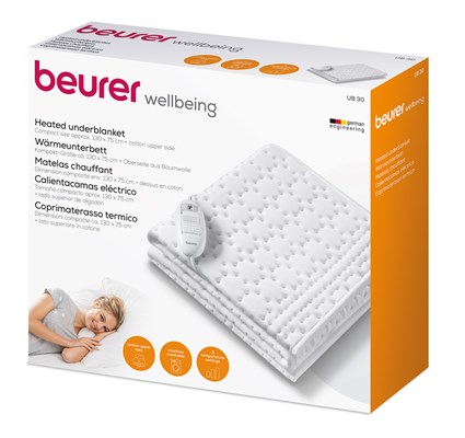 Beurer UB-30 Couverture chauffante électrique individuelle, alèse chauffante, en coton et polaire pour soulager les douleurs