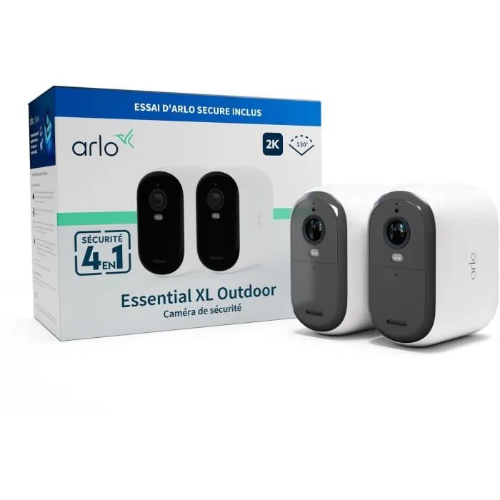 Arlo Essential2 XL 2K - Pack de 2 Caméras de Sécurité Extérieur sans Fil - Vision Nocturne et Autonomie Prolongée Arlo Essential2 XL 2K - Pack de 2 Caméras de Sécurité Extérieur sans Fil - Vision Nocturne et Autonomie Prolongée