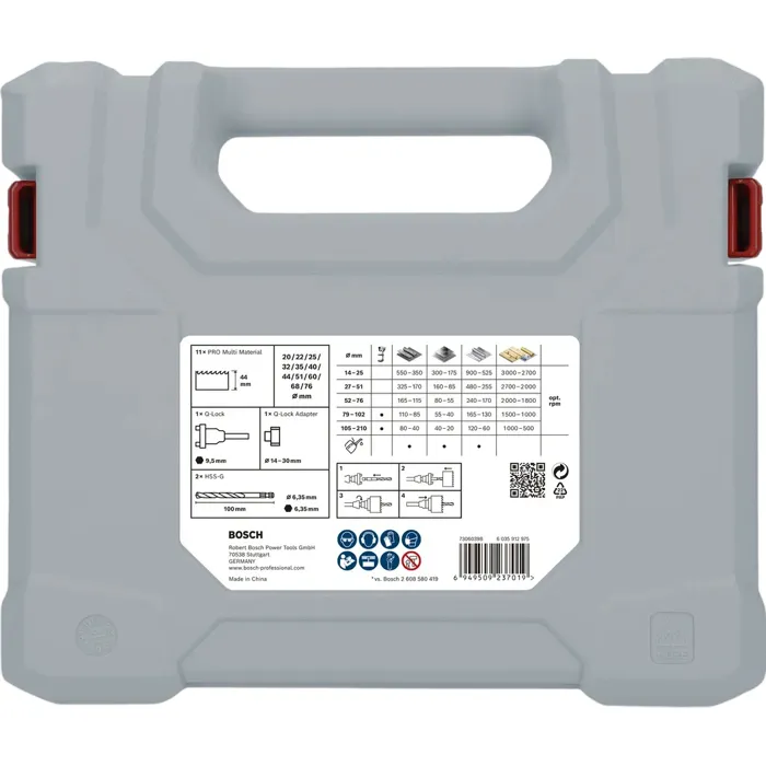 Bosch Professional - Coffret scies trépans PRO Multi Material 15 pièces (20-76 mm) pour perceuses et visseuses - Réf. PRO Multi Material