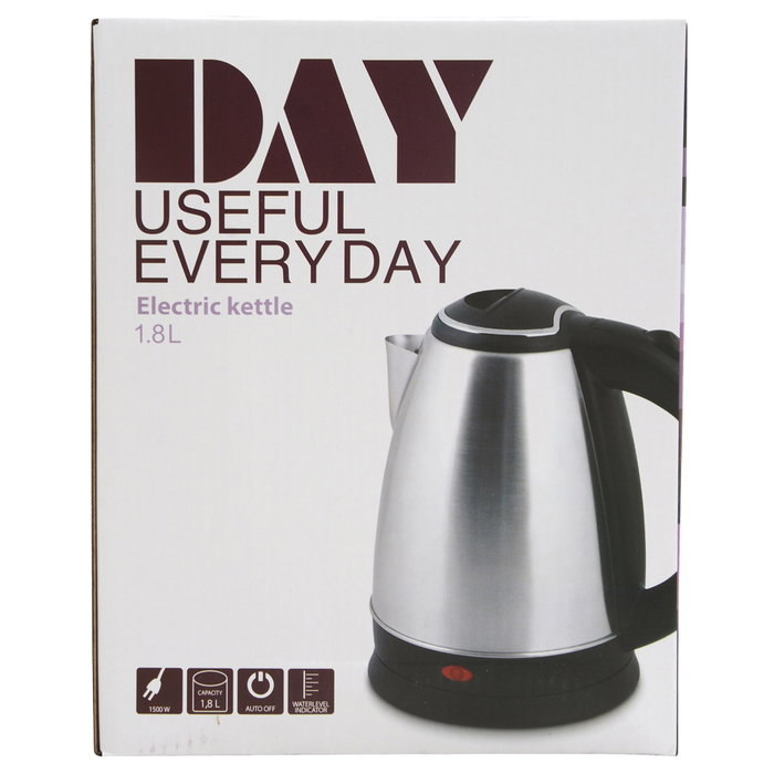 Day Bouilloire électrique 1,8 L 1500 W en acier inoxydable Day Bouilloire électrique 1,8 L 1500 W en acier inoxydable