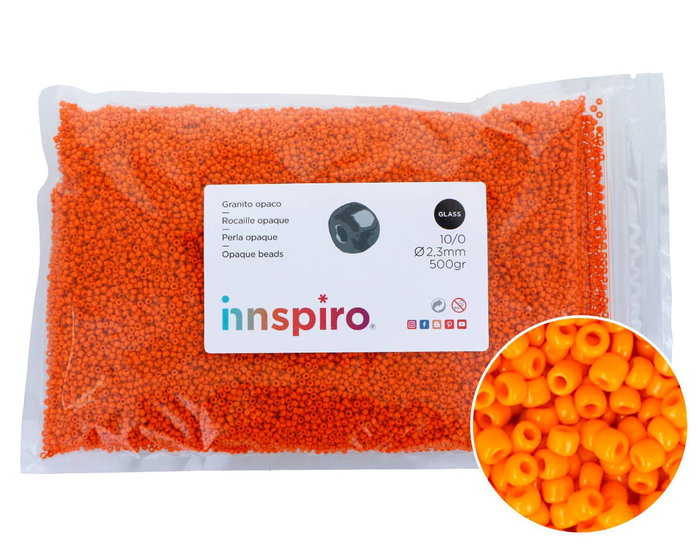 Innspiro Perles de rocaille en verre rond opaque orange 2,3 mm 500 g Innspiro Perles de rocaille en verre rond opaque orange 2,3 mm 500 g