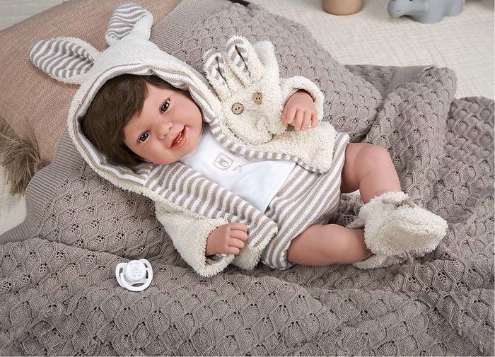 Muñecas Arias Poupée de poids Zoe, 45 cm, beige, avec écharpe et cheveux, jouet pour enfants de 3 ans et plus