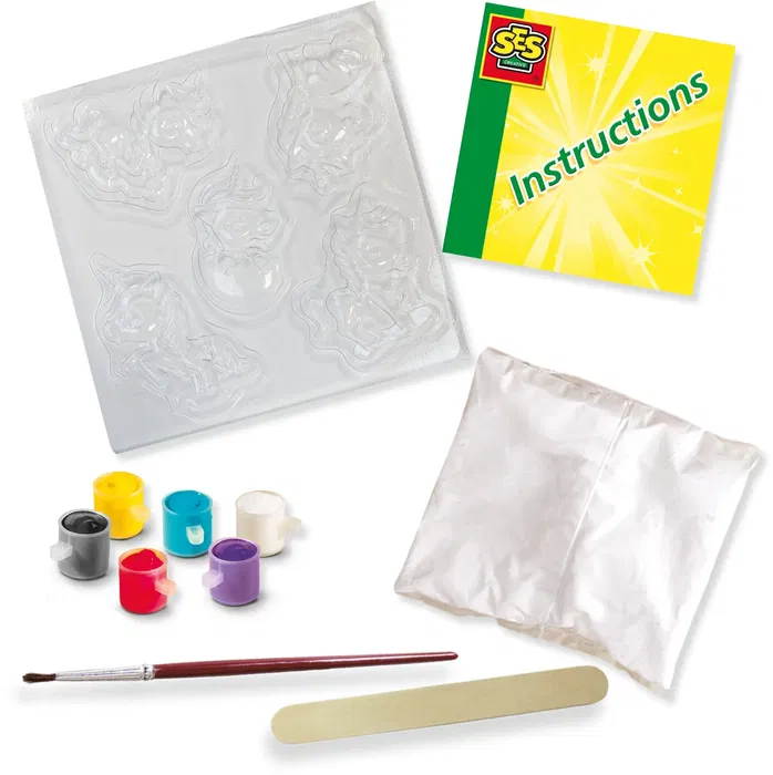 SES CREATIVE - Kit de moulage et peinture Licornes, 5 figurines en plâtre, activité créative DIY pour enfants à partir de 5 ans, idée cadeau fille