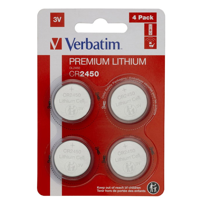 Verbatim CR2450 Pile bouton Lithium 3V (Pack de 4) Verbatim CR2450 Pile bouton Lithium 3V (Pack de 4)