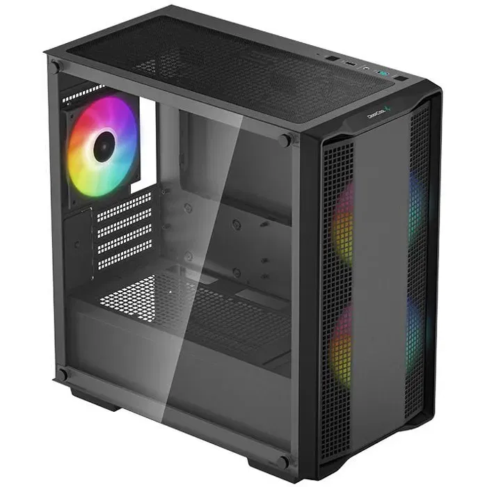 Deepcool CC360 Micro-ATX - Boîtier PC Mini Tour Noir avec 3 Ventilateurs ARGB, Panneau Latéral en Verre Trempé et Façade Mesh - Réf. R-CC360-BKAPM3-G-1