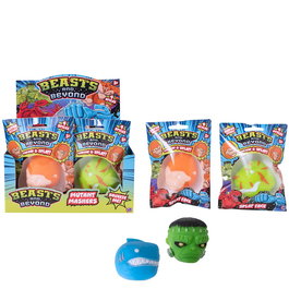 HTI Bestias & Mutantes Élastiques - Lot de 12 - Figurines Monstre Souples - 4 Modèles Différents - Multilingue (Anglais, Français, Allemand, Italien, Portugais, Espagnol) - +3 Ans