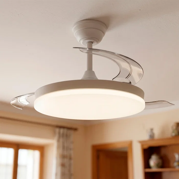 Marele Ventilateur de Plafond avec LED 48W DC, 3 Pales, Fonction Été/Hiver, Télécommande et Minuterie, 5040lm, 3500-6500K, Blanc